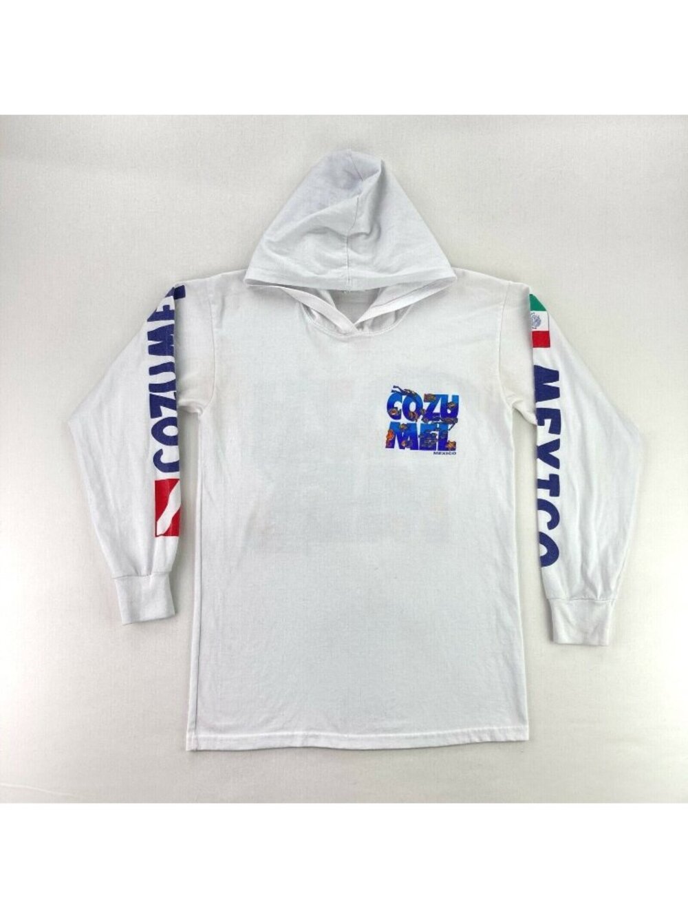 VTG Cozumel, Mexico Men's Marine Life Lightweight Hoodie White • Small